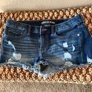 Distressed Express Denim Shorts